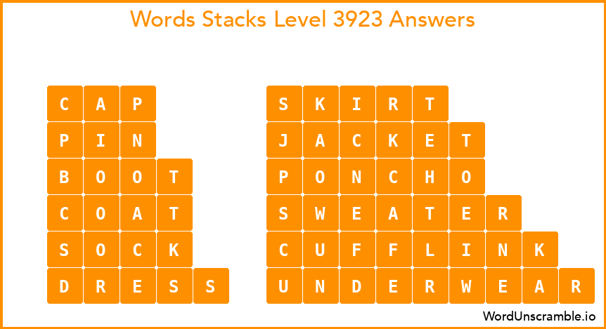 Word Stacks Level 3923 Answers
