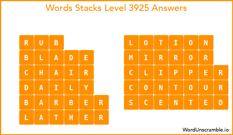 Word Stacks Level 3925 Answers