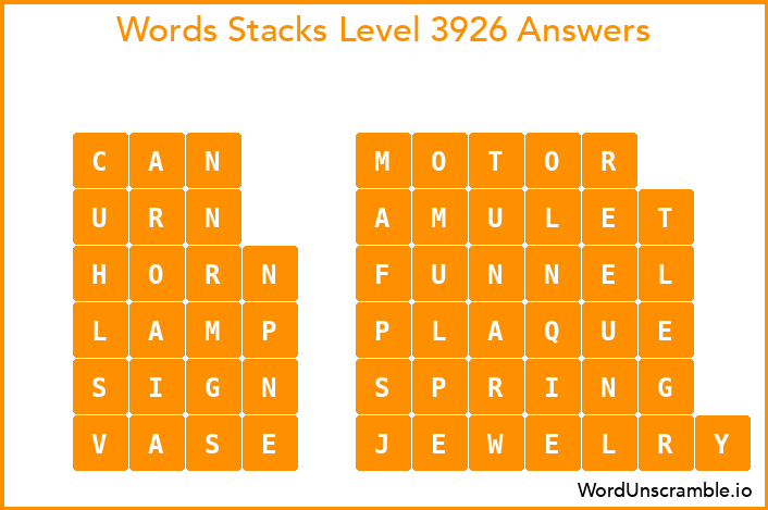 Word Stacks Level 3926 Answers