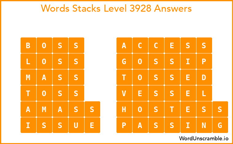 Word Stacks Level 3928 Answers