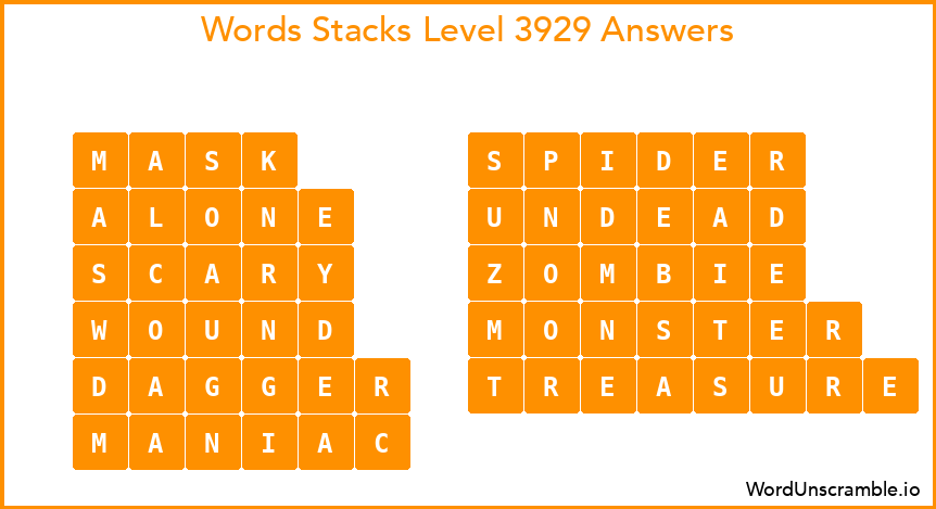 Word Stacks Level 3929 Answers