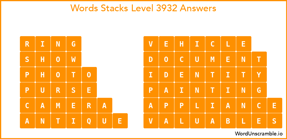 Word Stacks Level 3932 Answers