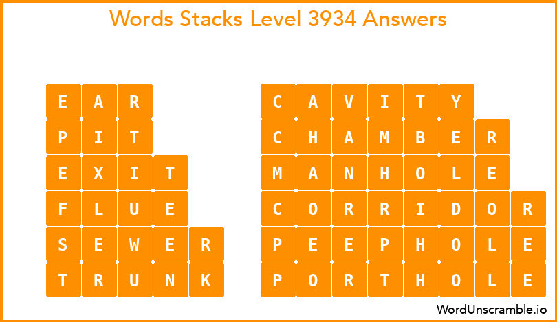 Word Stacks Level 3934 Answers