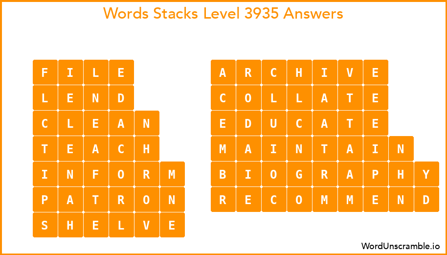 Word Stacks Level 3935 Answers