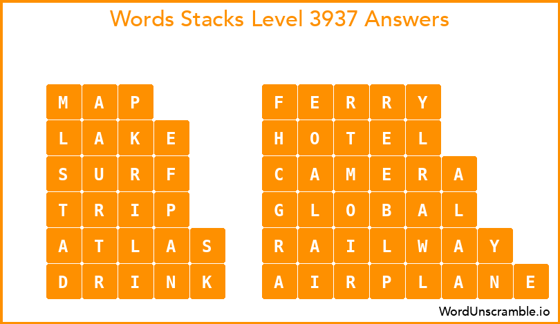 Word Stacks Level 3937 Answers