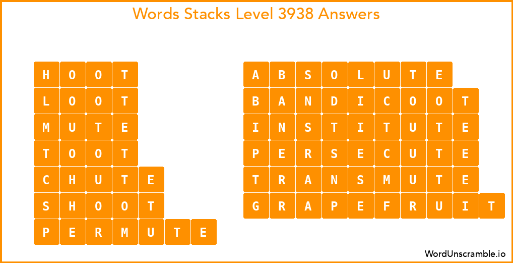 Word Stacks Level 3938 Answers