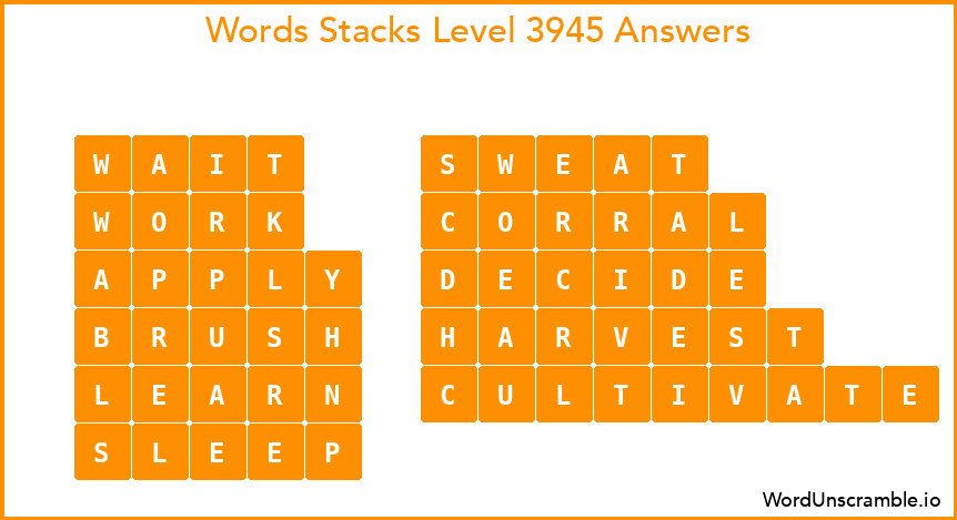 Word Stacks Level 3945 Answers