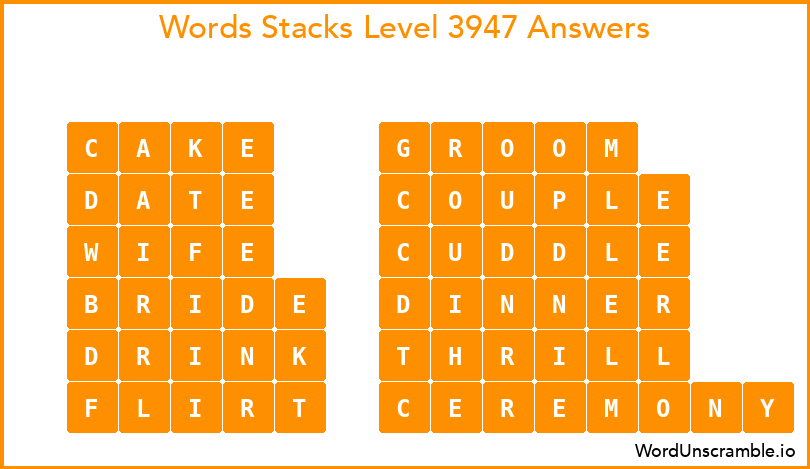 Word Stacks Level 3947 Answers