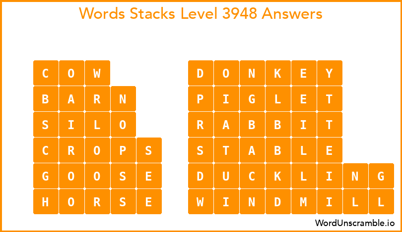 Word Stacks Level 3948 Answers