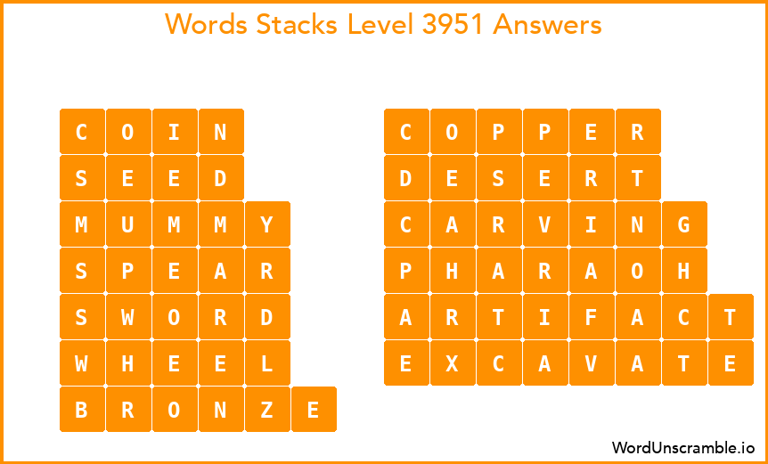 Word Stacks Level 3951 Answers