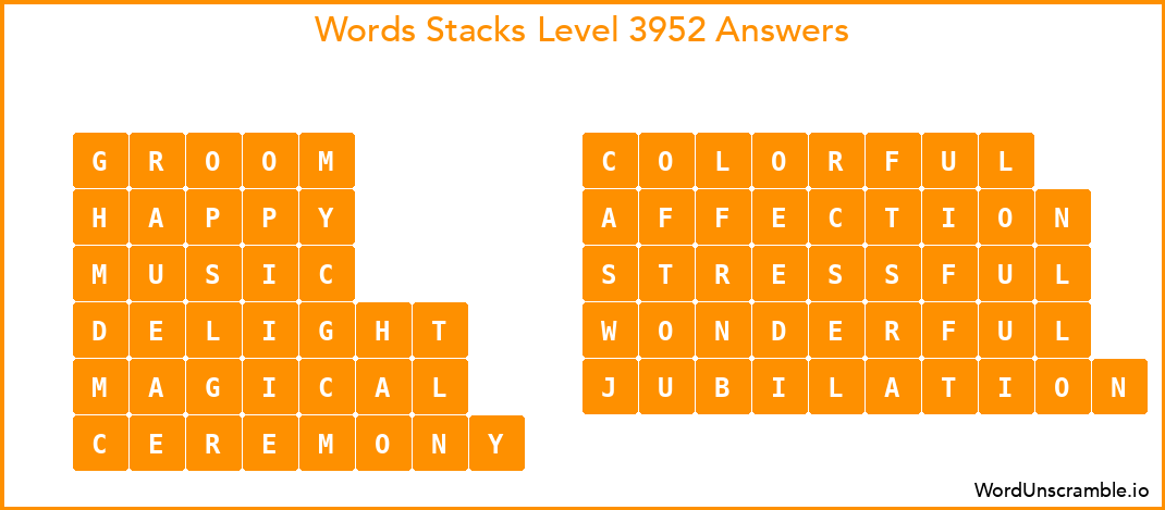 Word Stacks Level 3952 Answers