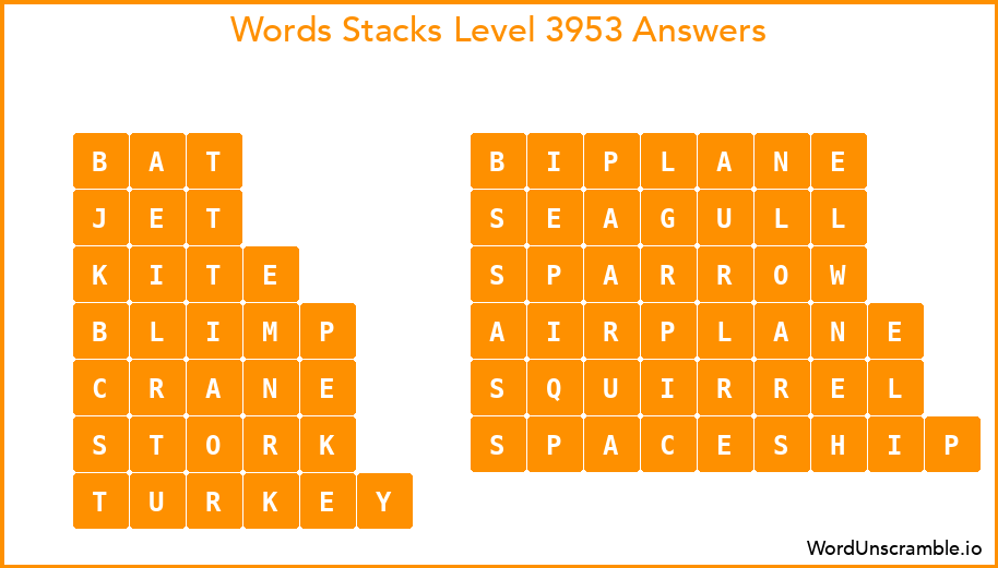 Word Stacks Level 3953 Answers