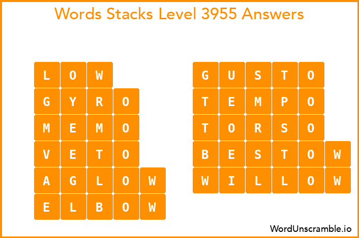 Word Stacks Level 3955 Answers