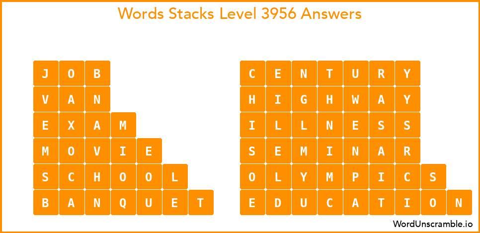 Word Stacks Level 3956 Answers