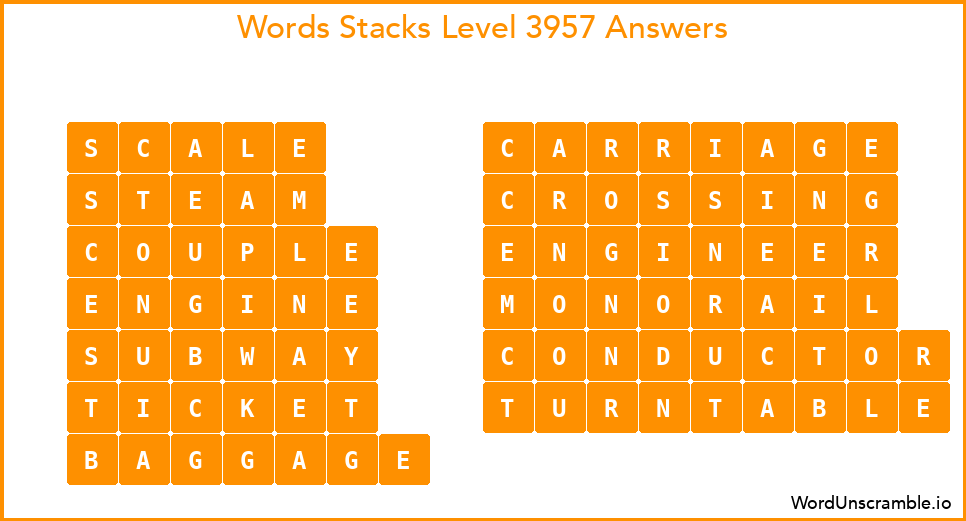 Word Stacks Level 3957 Answers