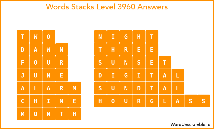 Word Stacks Level 3960 Answers