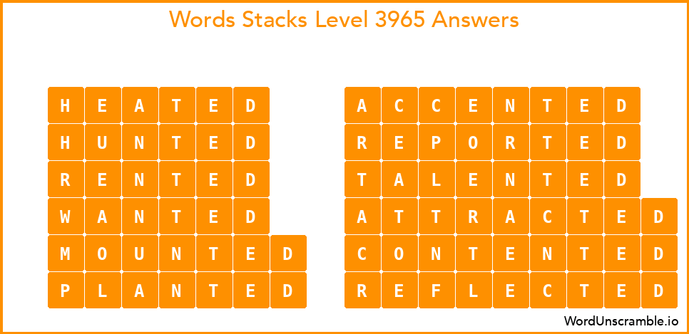 Word Stacks Level 3965 Answers