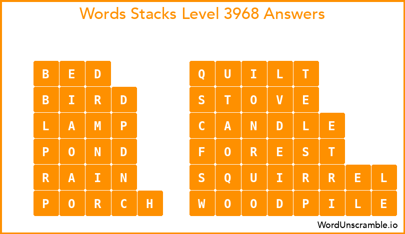Word Stacks Level 3968 Answers