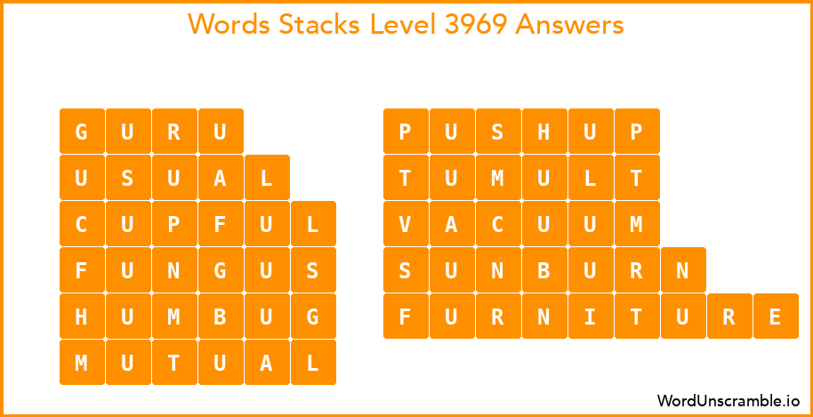 Word Stacks Level 3969 Answers