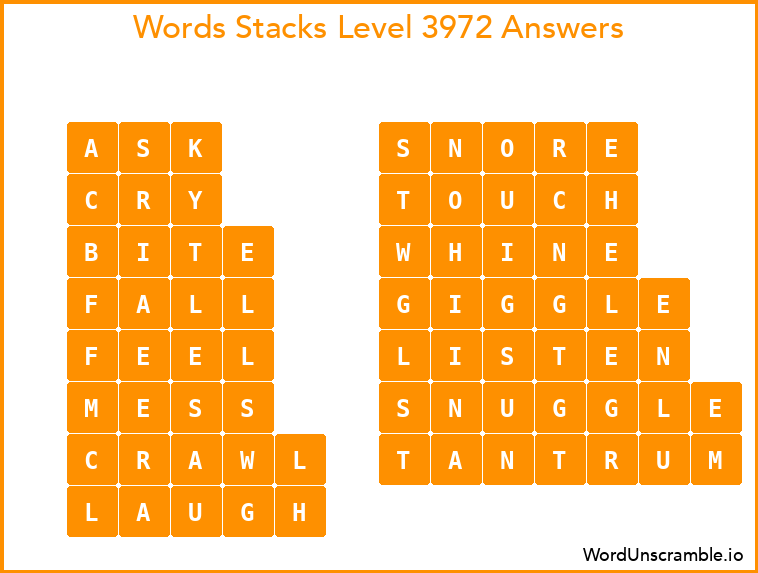 Word Stacks Level 3972 Answers