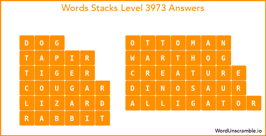 Word Stacks Level 3973 Answers