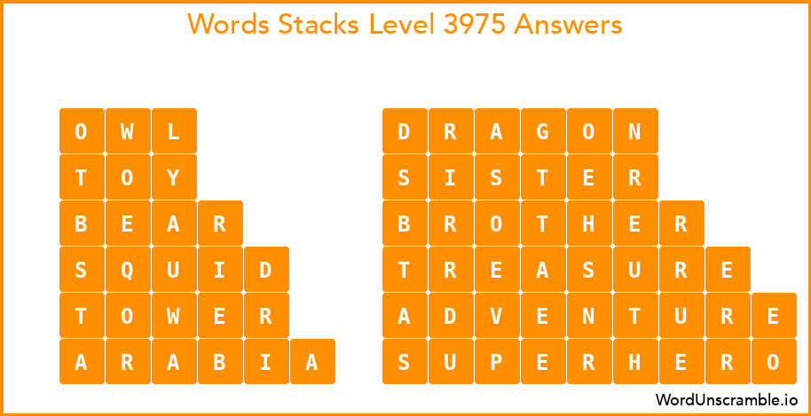 Word Stacks Level 3975 Answers