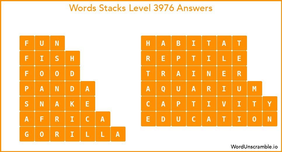 Word Stacks Level 3976 Answers