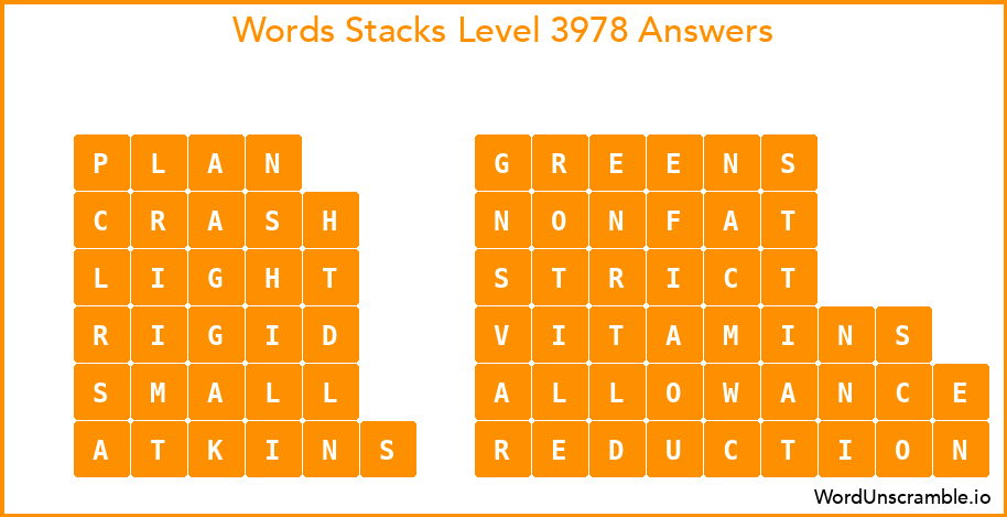 Word Stacks Level 3978 Answers