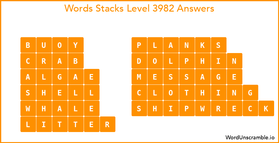 Word Stacks Level 3982 Answers