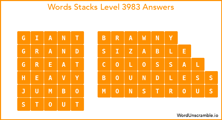 Word Stacks Level 3983 Answers