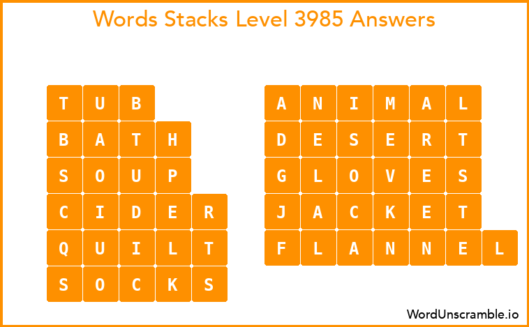 Word Stacks Level 3985 Answers
