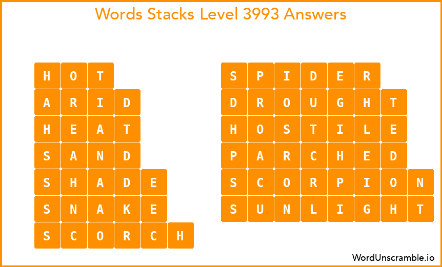 Word Stacks Level 3993 Answers