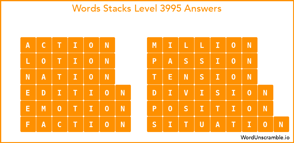 Word Stacks Level 3995 Answers