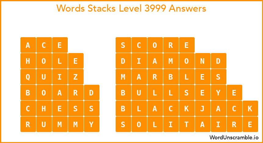 Word Stacks Level 3999 Answers