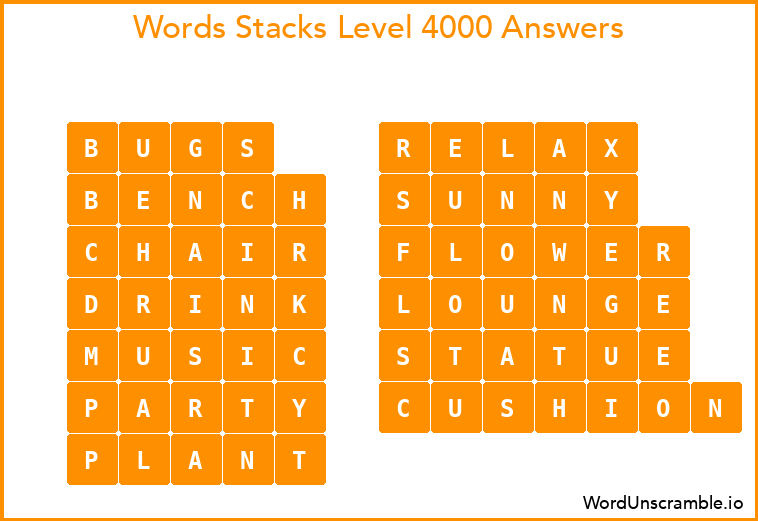 Word Stacks Level 4000 Answers