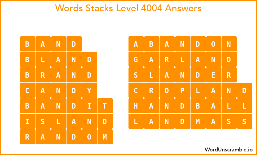 Word Stacks Level 4004 Answers