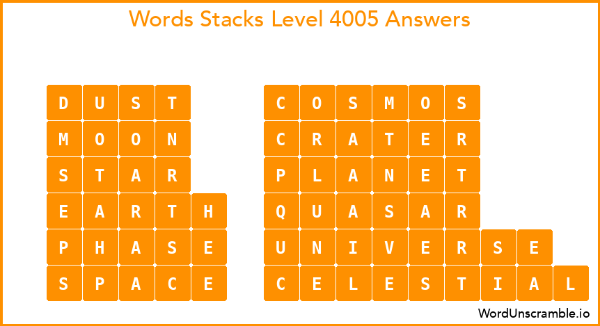 Word Stacks Level 4005 Answers