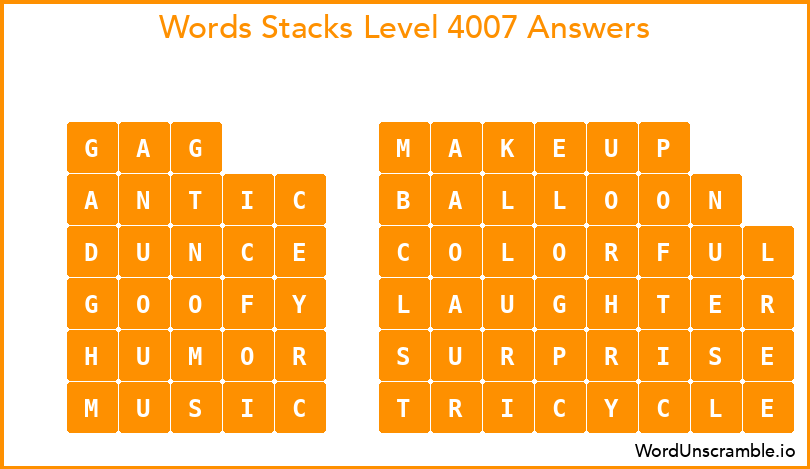 Word Stacks Level 4007 Answers