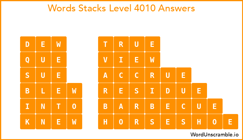 Word Stacks Level 4010 Answers