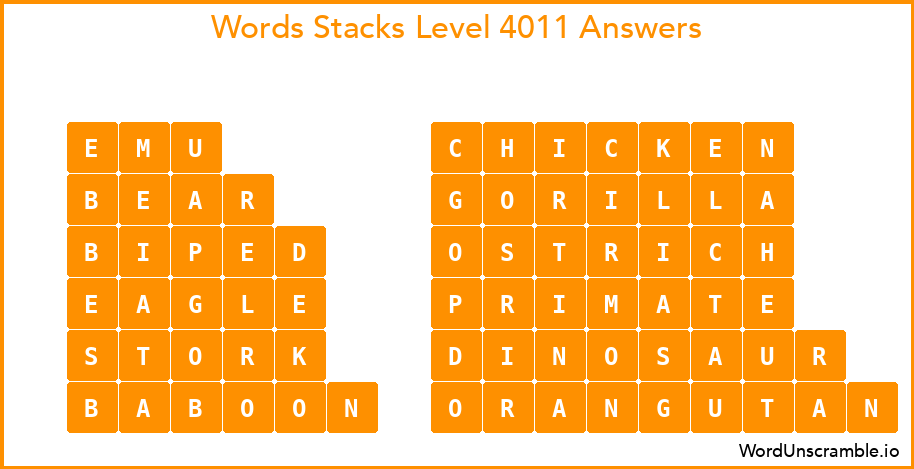 Word Stacks Level 4011 Answers