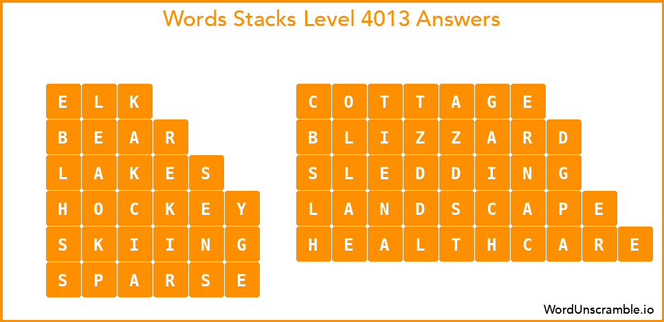 Word Stacks Level 4013 Answers