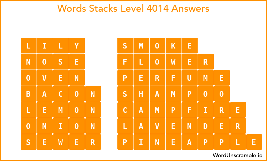 Word Stacks Level 4014 Answers