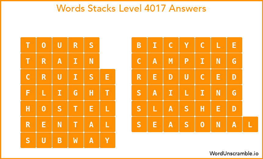 Word Stacks Level 4017 Answers