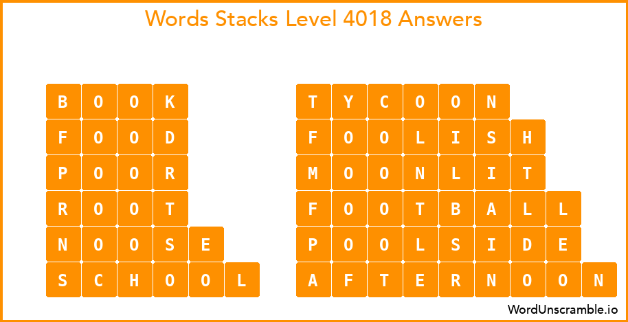 Word Stacks Level 4018 Answers