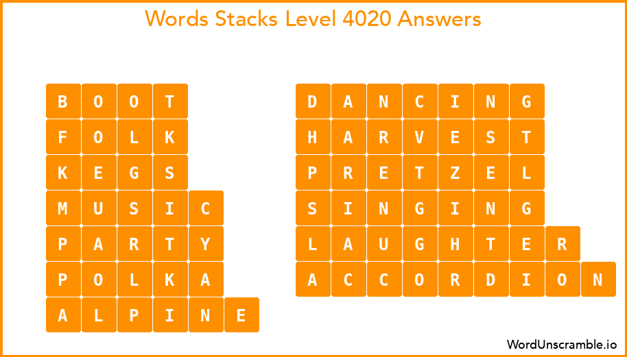 Word Stacks Level 4020 Answers