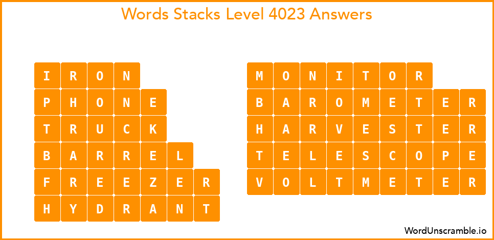 Word Stacks Level 4023 Answers