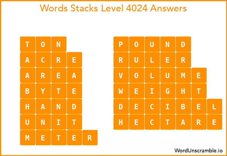 Word Stacks Level 4024 Answers