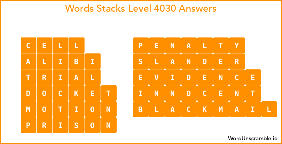 Word Stacks Level 4030 Answers