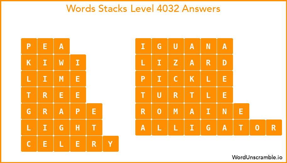 Word Stacks Level 4032 Answers