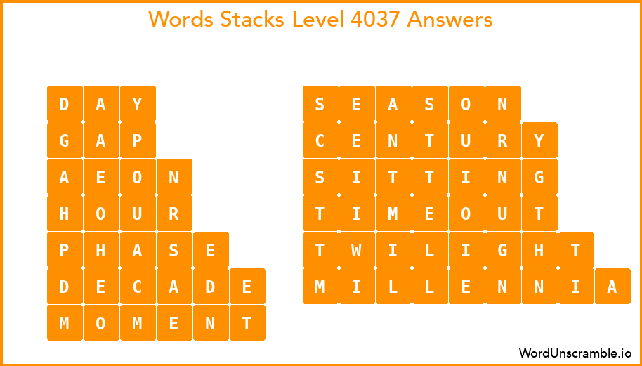 Word Stacks Level 4037 Answers